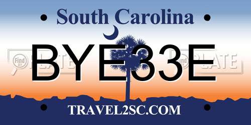 BYE33E South Carolina License Plate