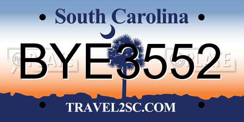 BYE3552 South Carolina License Plate