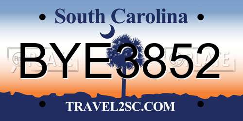 BYE3852 South Carolina License Plate