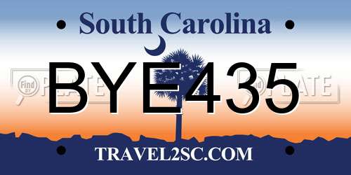 BYE435 South Carolina License Plate
