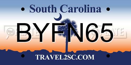 BYFN65 South Carolina License Plate
