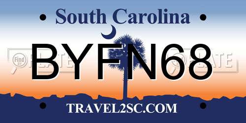 BYFN68 South Carolina License Plate