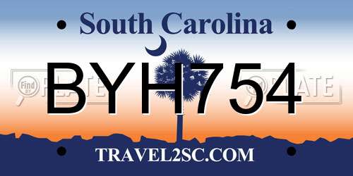 BYH754 South Carolina License Plate
