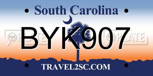 BYK907 South Carolina License Plate