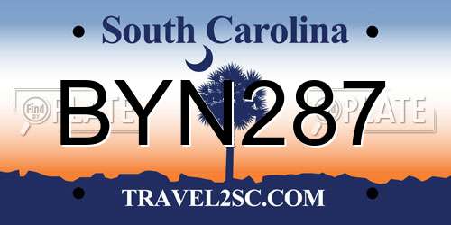 BYN287 South Carolina License Plate
