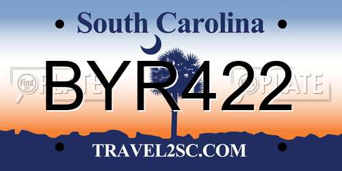 BYR422 South Carolina License Plate