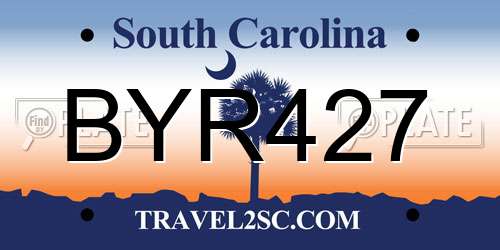 BYR427 South Carolina License Plate