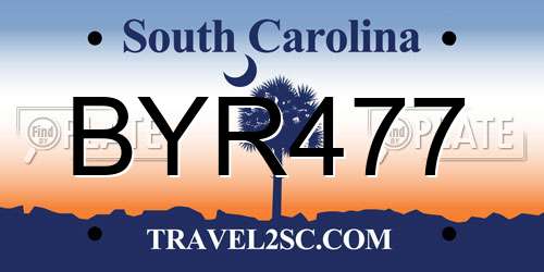 BYR477 South Carolina License Plate