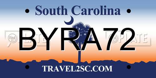 BYRA72 South Carolina License Plate