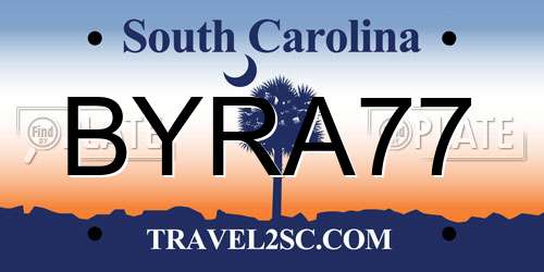 BYRA77 South Carolina License Plate