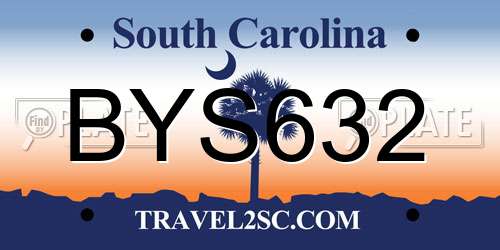 BYS632 South Carolina License Plate