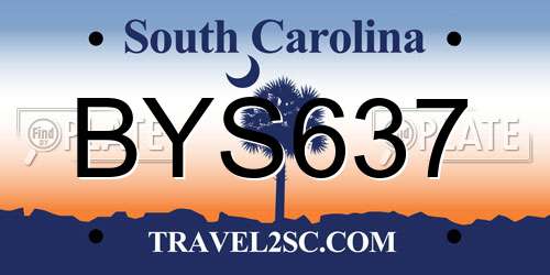 BYS637 South Carolina License Plate