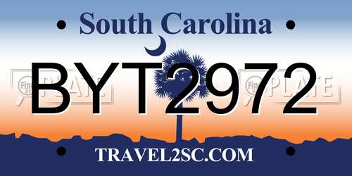 BYT2972 South Carolina License Plate