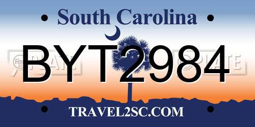BYT2984 South Carolina License Plate