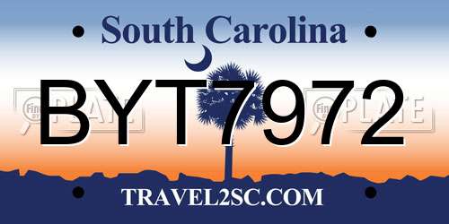 BYT7972 South Carolina License Plate