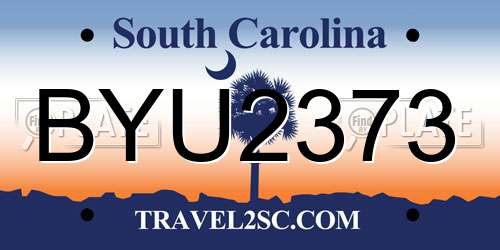 BYU2373 South Carolina License Plate