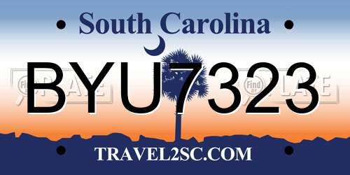 BYU7323 South Carolina License Plate