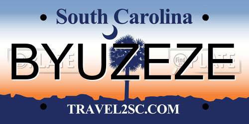 BYUZEZE South Carolina License Plate