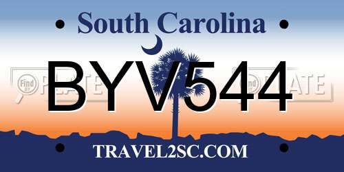 BYV544 South Carolina License Plate