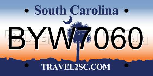 BYW7060 South Carolina License Plate