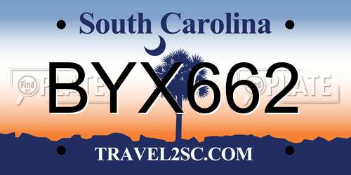 BYX662 South Carolina License Plate