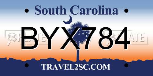 BYX784 South Carolina License Plate