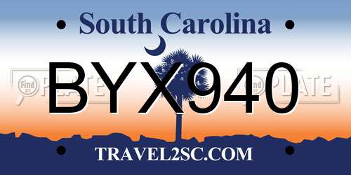 BYX940 South Carolina License Plate