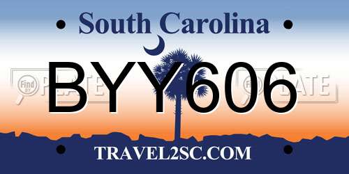 BYY606 South Carolina License Plate