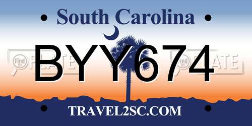 BYY674 South Carolina License Plate
