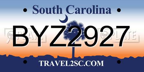 BYZ2927 South Carolina License Plate