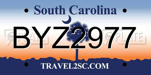 BYZ2977 South Carolina License Plate