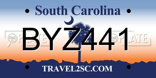 BYZ441 South Carolina License Plate