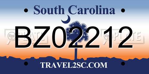 BZ02212 South Carolina License Plate