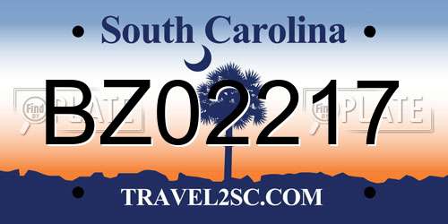 BZ02217 South Carolina License Plate