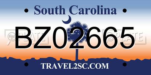 BZ02665 South Carolina License Plate