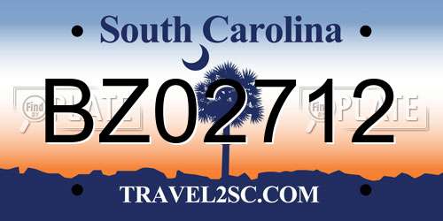 BZ02712 South Carolina License Plate
