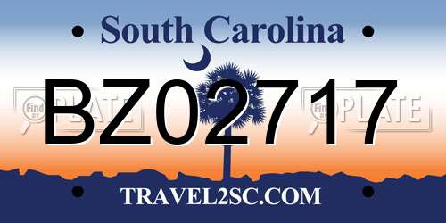BZ02717 South Carolina License Plate