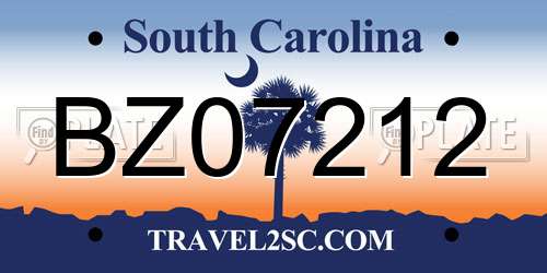 BZ07212 South Carolina License Plate