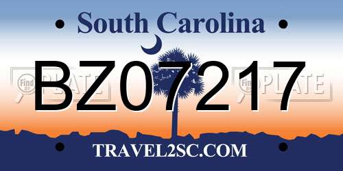 BZ07217 South Carolina License Plate