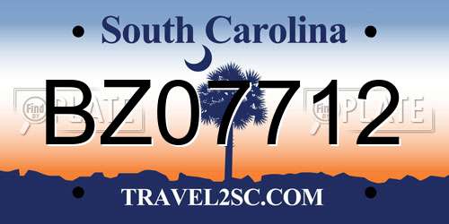 BZ07712 South Carolina License Plate