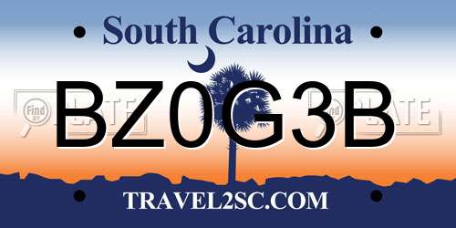 BZ0G3B South Carolina License Plate