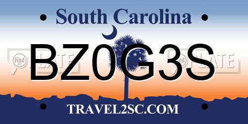 BZ0G3S South Carolina License Plate