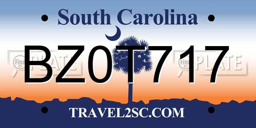 BZ0T717 South Carolina License Plate