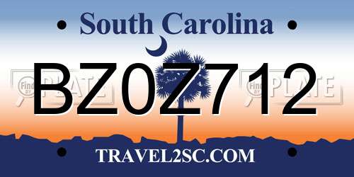 BZ0Z712 South Carolina License Plate