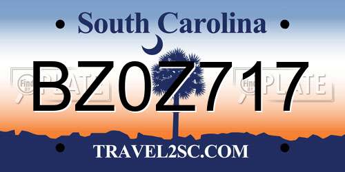 BZ0Z717 South Carolina License Plate