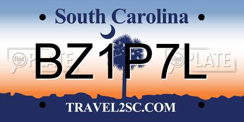 BZ1P7L South Carolina License Plate