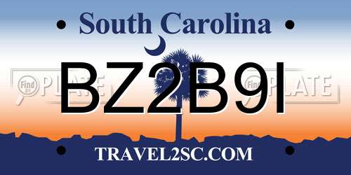 BZ2B9I South Carolina License Plate