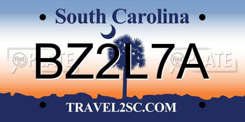 BZ2L7A South Carolina License Plate