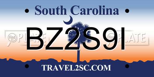 BZ2S9I South Carolina License Plate