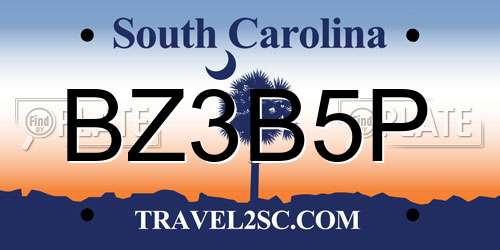BZ3B5P South Carolina License Plate